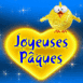 Poussin sur un coeur "Joyeuse Pques"