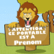 Lion derrire une pancarte: "Pas touche!"